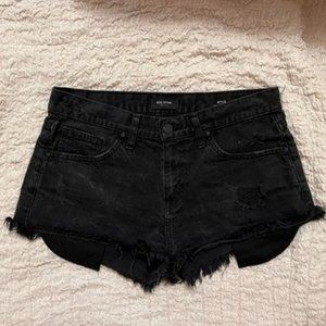 Nordstrom Big Star | Kyle Boyfriend Distressed Black Denim Shorts | 27